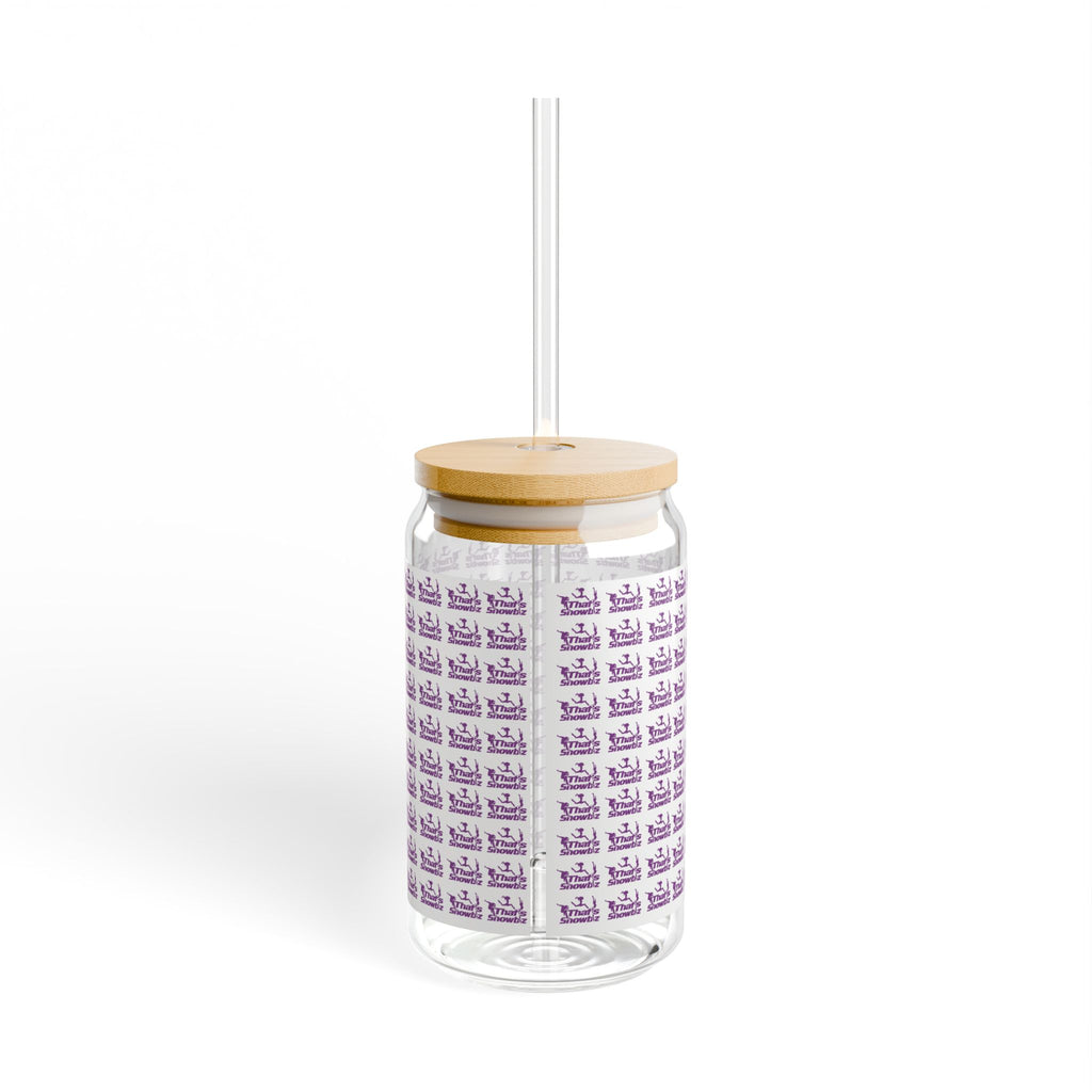 Purple "That's Showbiz" Pattern - Bamboo Lid & Straw
