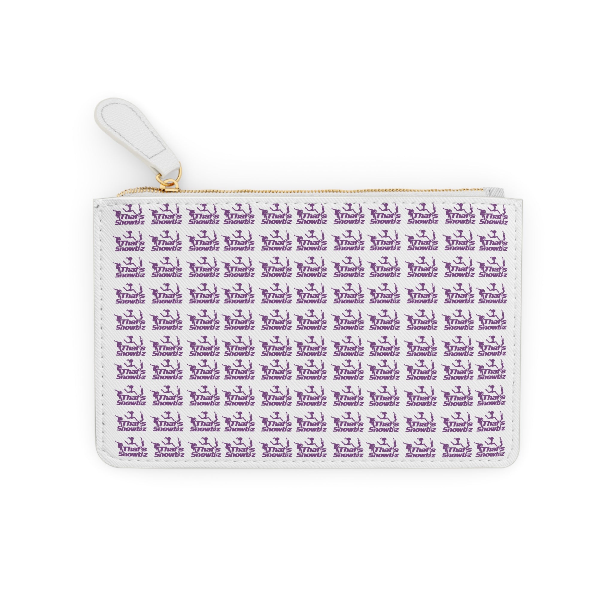 Mini Clutch Bag — Purple Script Repeat Pattern Wristlet