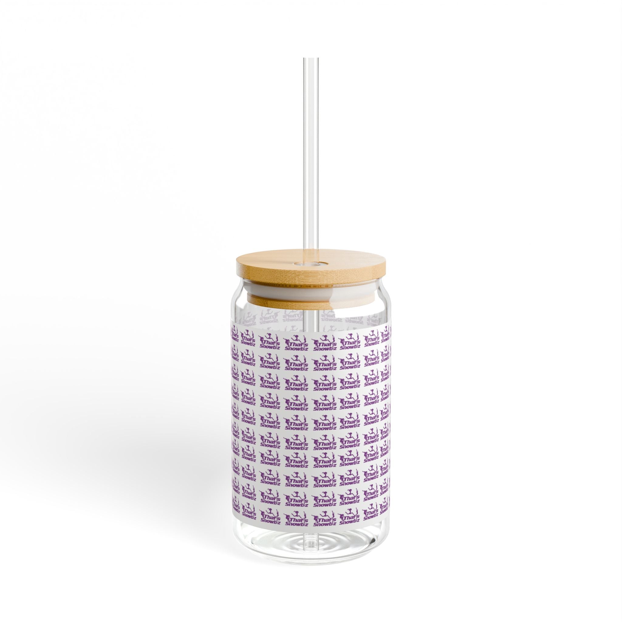 Purple "That's Showbiz" Pattern - Bamboo Lid & Straw