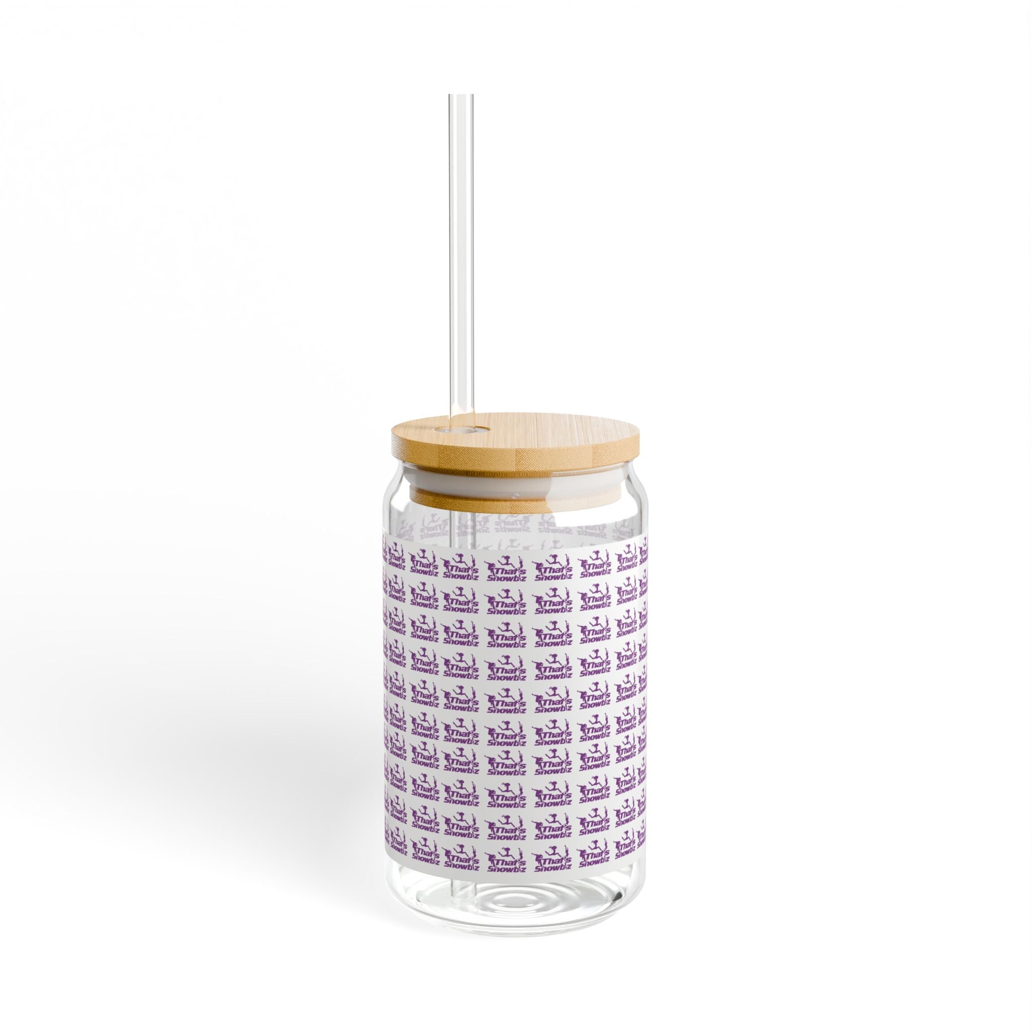 Purple "That's Showbiz" Pattern - Bamboo Lid & Straw