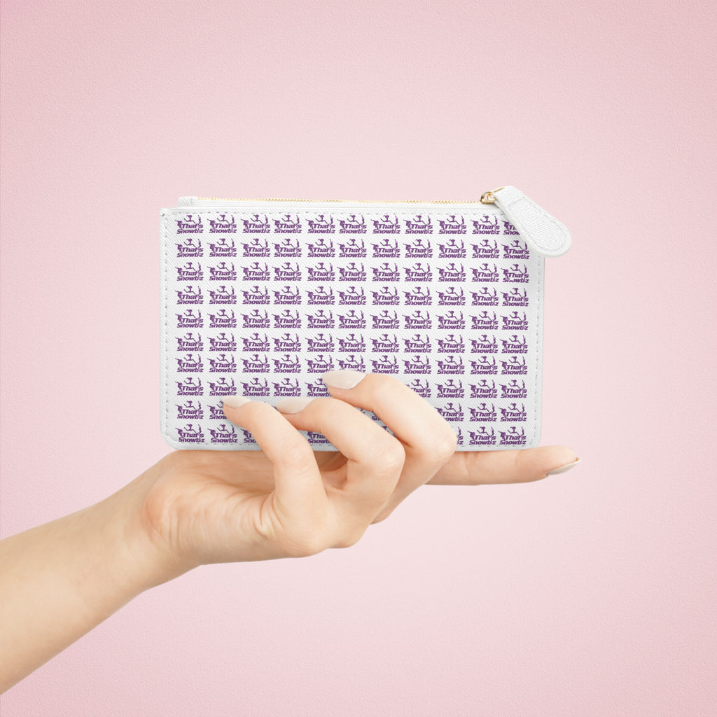 Mini Clutch Bag — Purple Script Repeat Pattern Wristlet